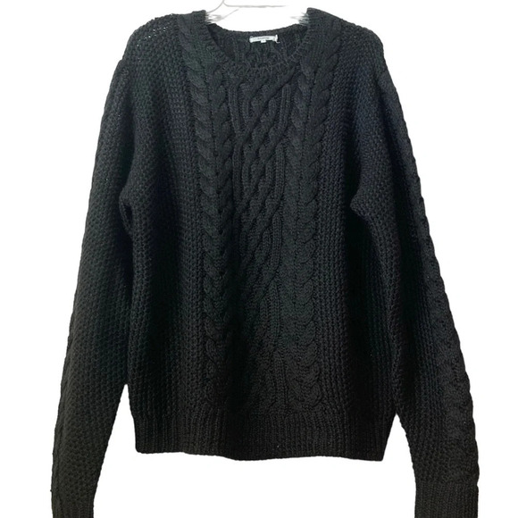 Tularosa Sweaters - TULAROSA Black Cable Knit LARGE Oversized Sweater